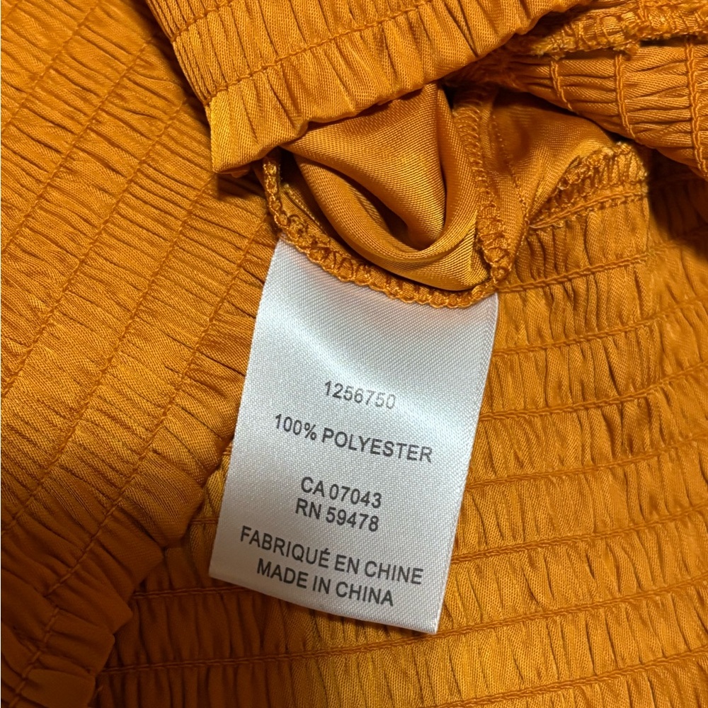 Joie Long Sleeve Golden Burnt Orange Blouse with smocked sleeves and hem.Size SM - Picture 5 of 5